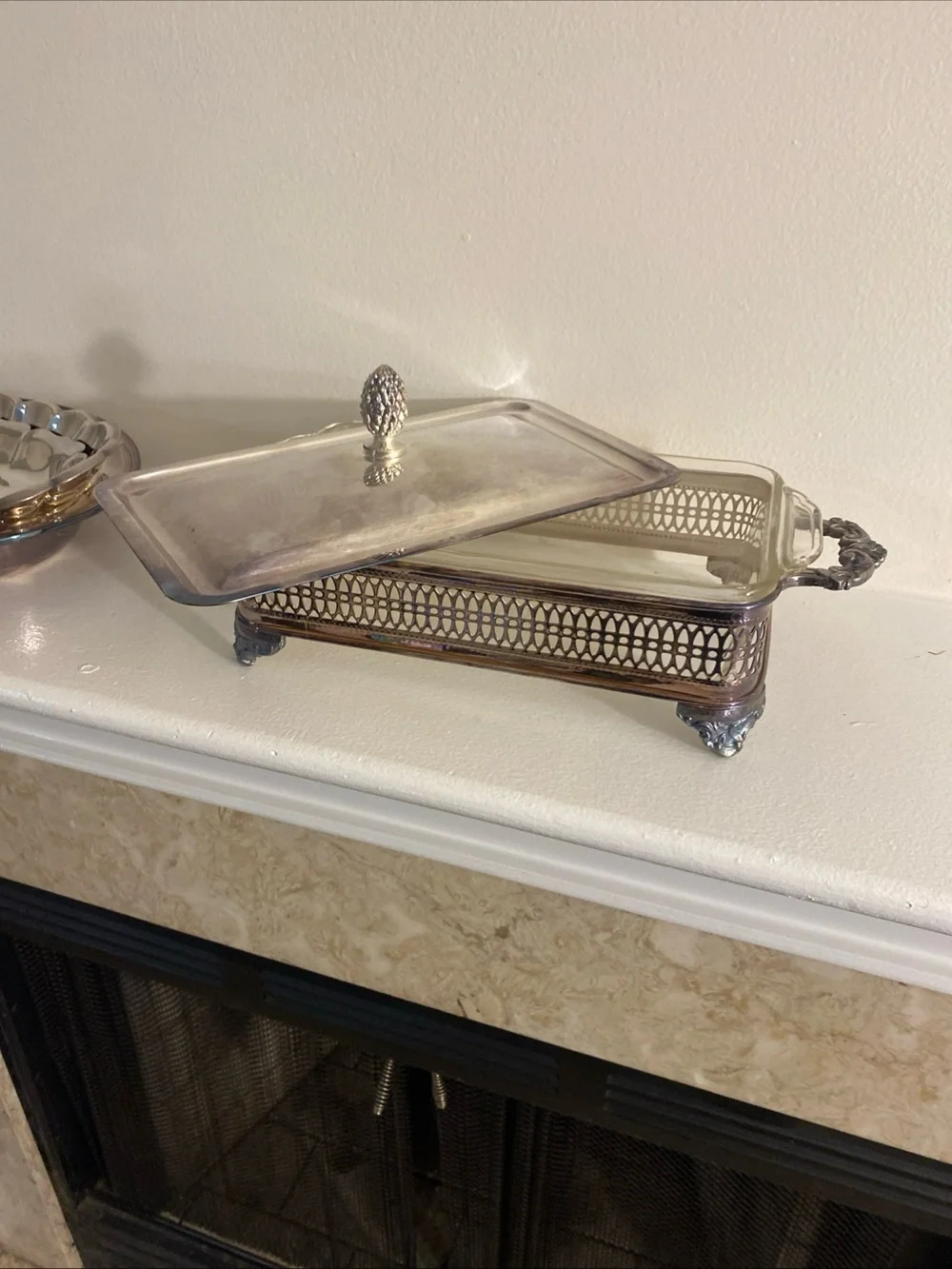 The Sheffield Silver Co. Vintage Silverplate Lidded Serving Dish W/ Glass Inside